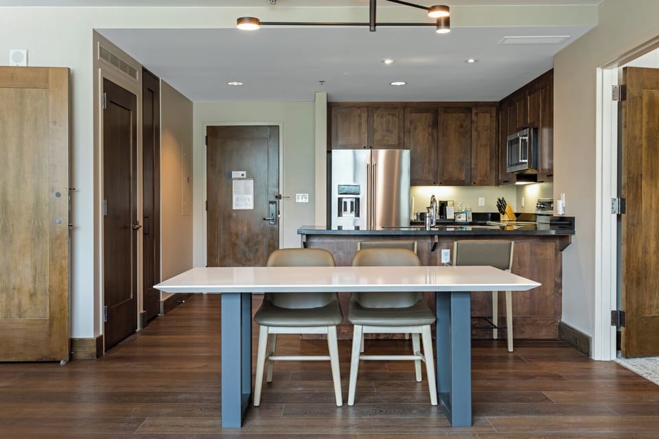 Enjoy meals together around a table that comfortably seats 4.