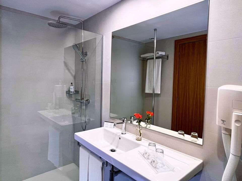 Standard Twin Room (Standard twin + 2 camas individuales) | Bathroom | Shower, free toiletries, hair dryer, bidet