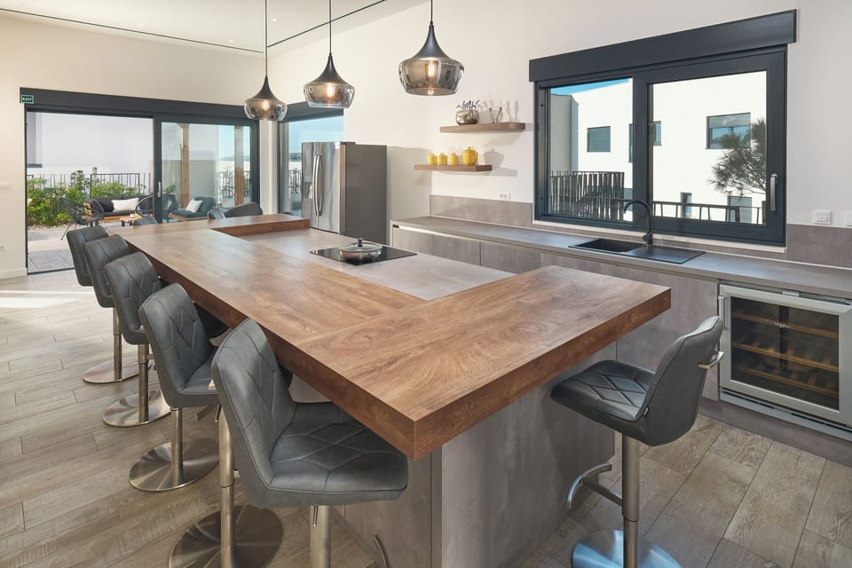 Villa, 5 Bedrooms, Sea View | Private kitchen | Coffee/tea maker, electric kettle, highchair