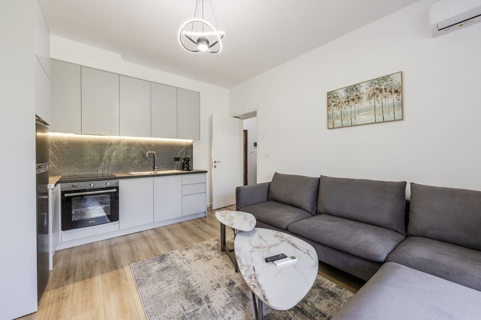 Living room and fully equipped kitchen
