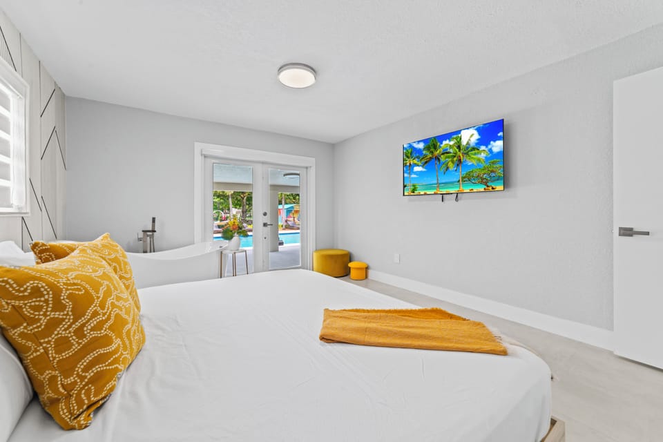 Relax in a peaceful bedroom with a modern touch