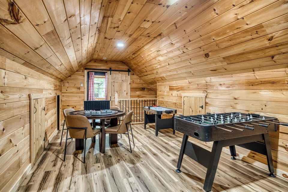 Let the games begin! Challenge your crew to a foosball showdown, deal a hand at the card table, and keep the good times rolling — all inside a gorgeous rustic game loft that feels