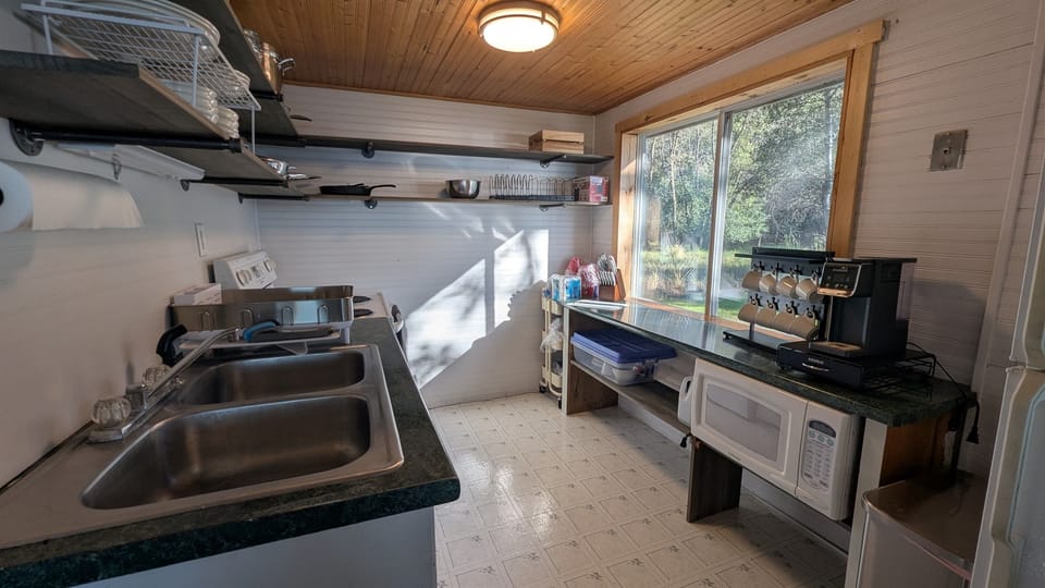 Large kitchen window to view while making coffee