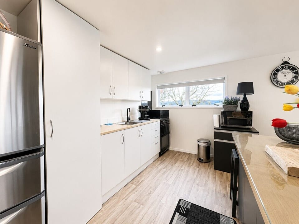 Modern kitchen with handy appliances and natural light