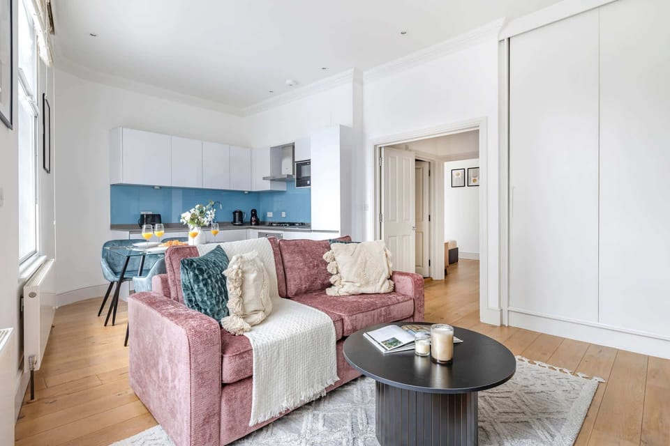 The open-plan living, kitchen and dining area
