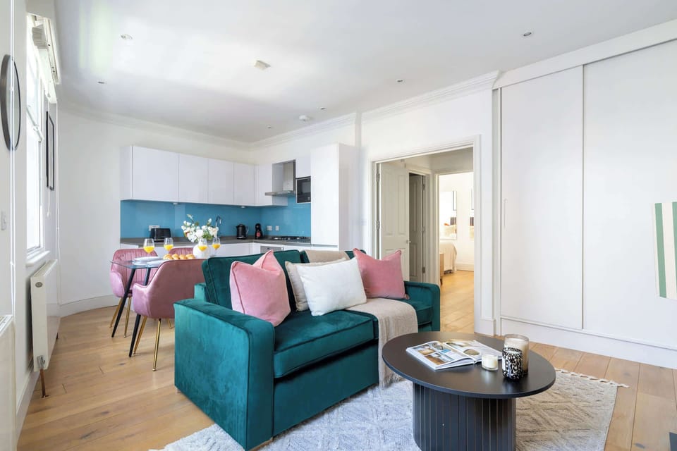 The open-plan living and dining area