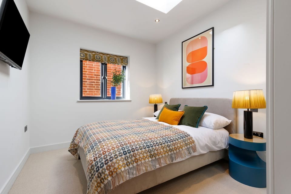 A double bedroom at The Wivenhoe Hideaway, Essex