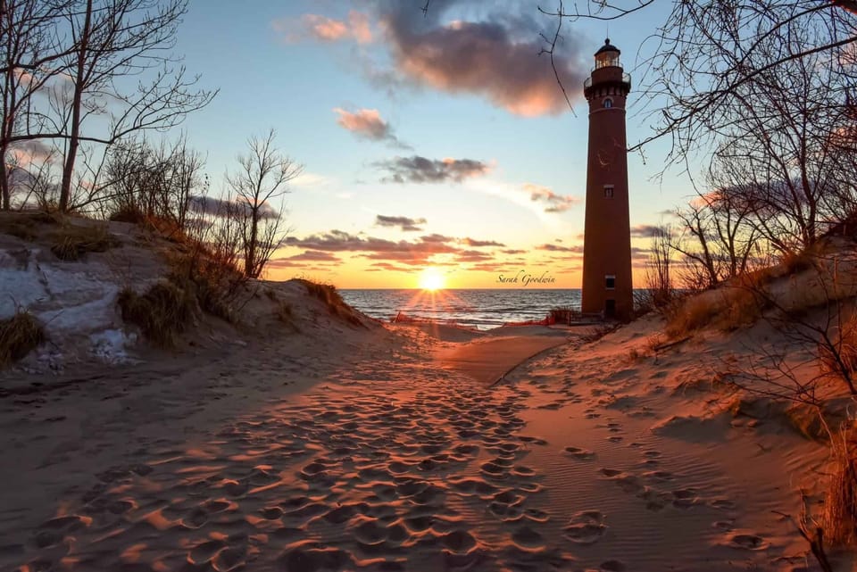 Enjoy sunset on Lake MI then walk back & enjoy the amenities of your cottage!  