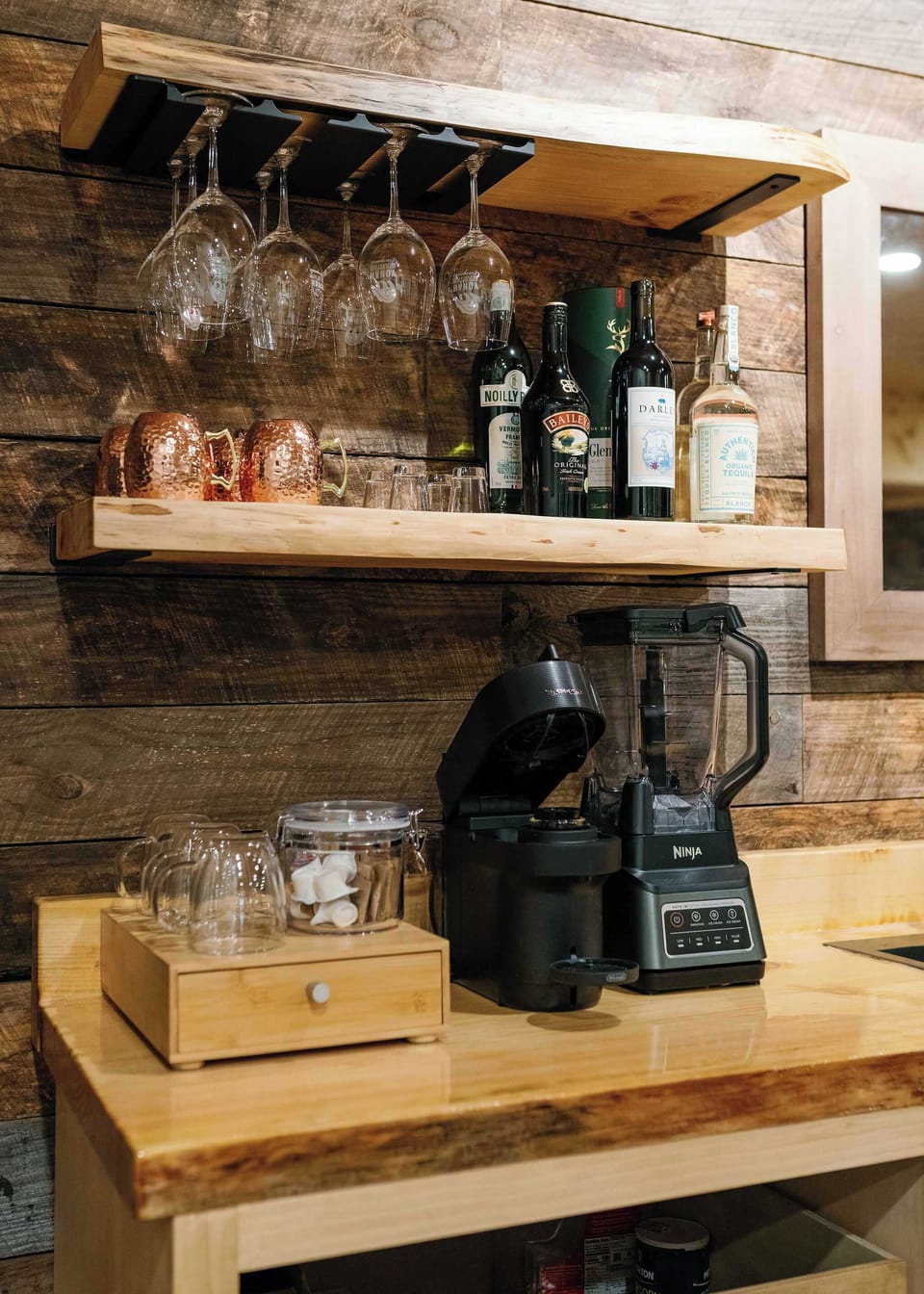 Slow mornings start here. Whip up a smoothie or brew a fresh cup of coffee before heading out to the deck.