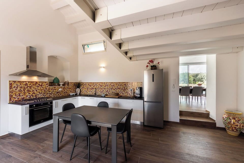 Furniture, Interior Design, Flooring, Floor, Wood, Ceiling, Kitchen, Room, Lighting, Countertop