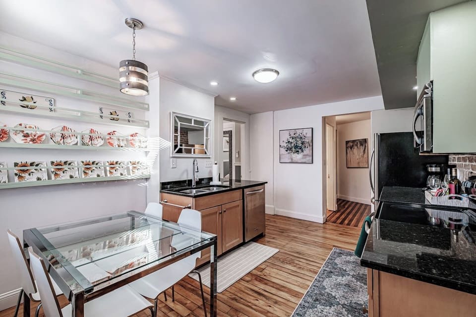 The open kitchen and dining area make cooking and entertaining effortless.