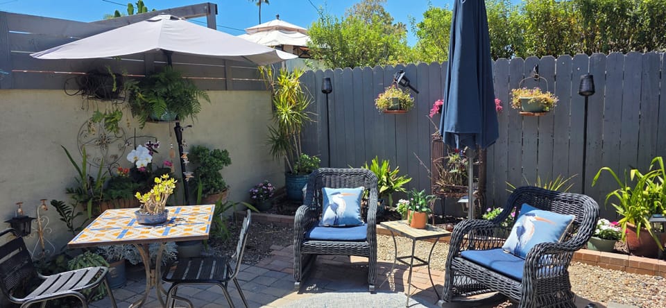 Private Peaceful Garden Filled with Lush Flowers and Plants for Relaxing