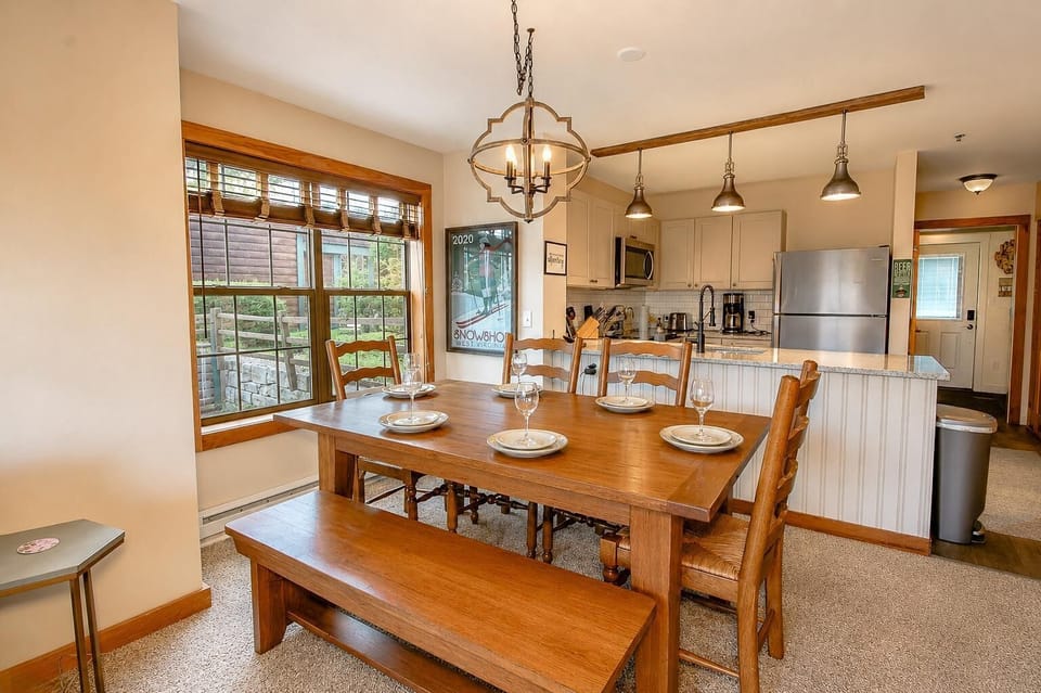 Gather around the dining room table to enjoy meals together and share stories from your day.