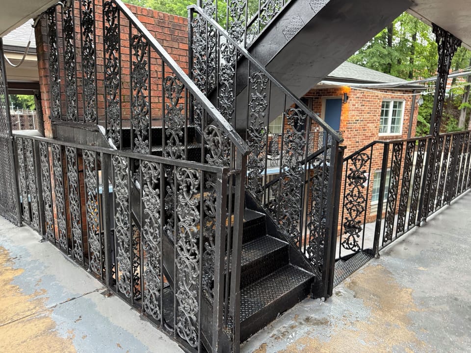 Classic iron railings and the stairs