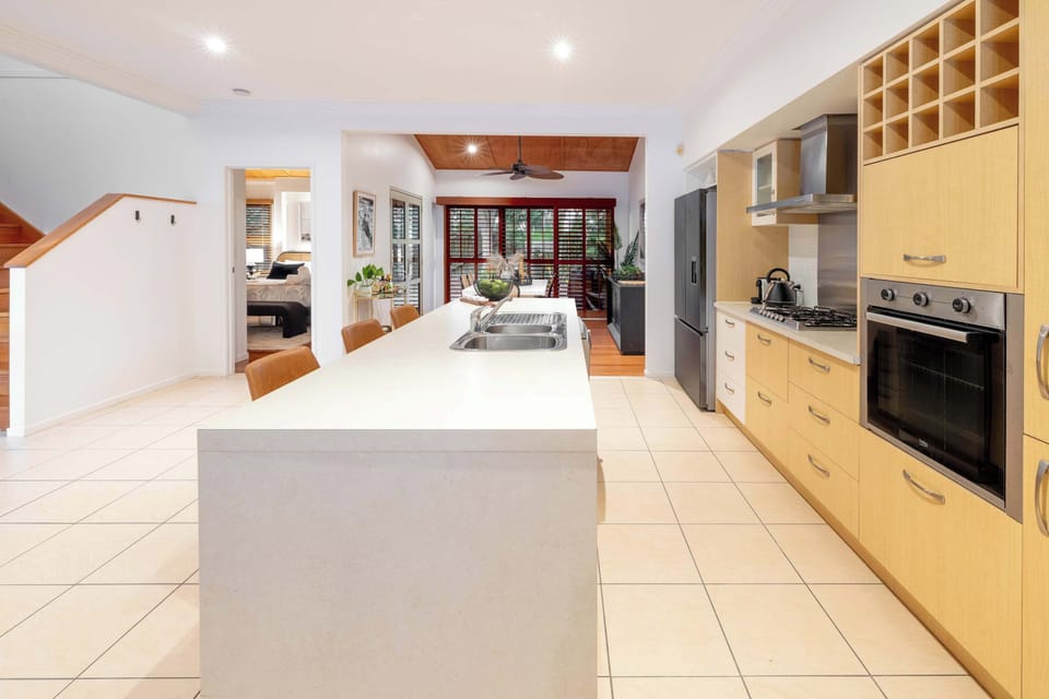 The fully equipped kitchen makes holiday meals simple and enjoyable