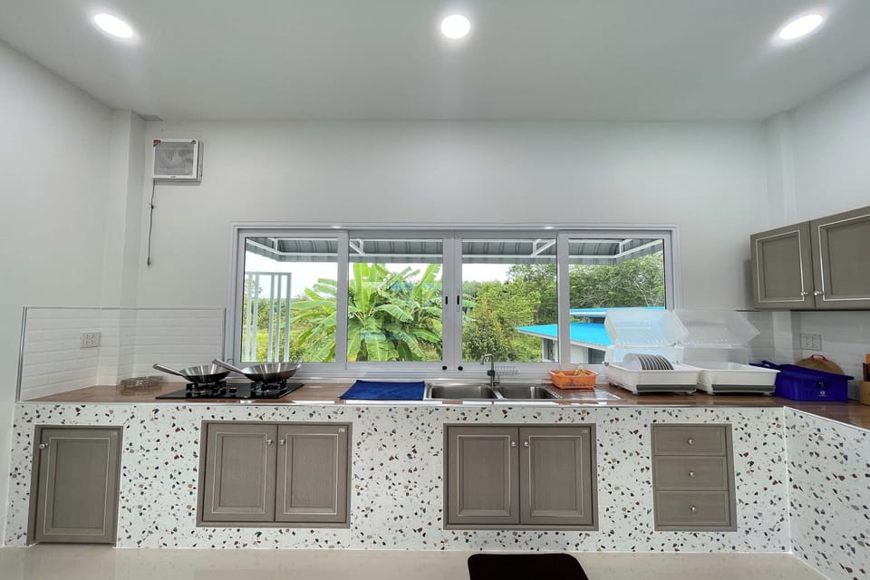 Villa | Private kitchen | Shared fridge, microwave, electric kettle