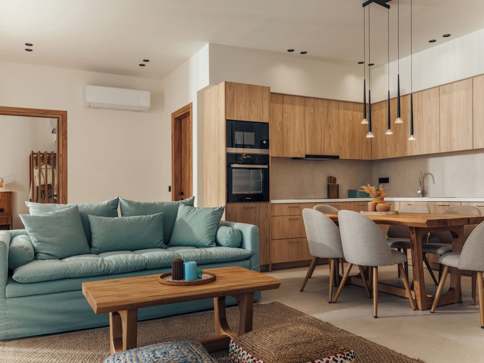 The open plan kitchen offers modern comfort for effortless shared meals.