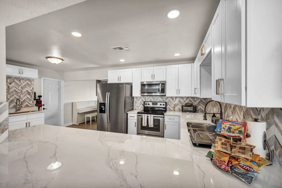 Counter seating keeps the conversation flowing as you cook and eat together.