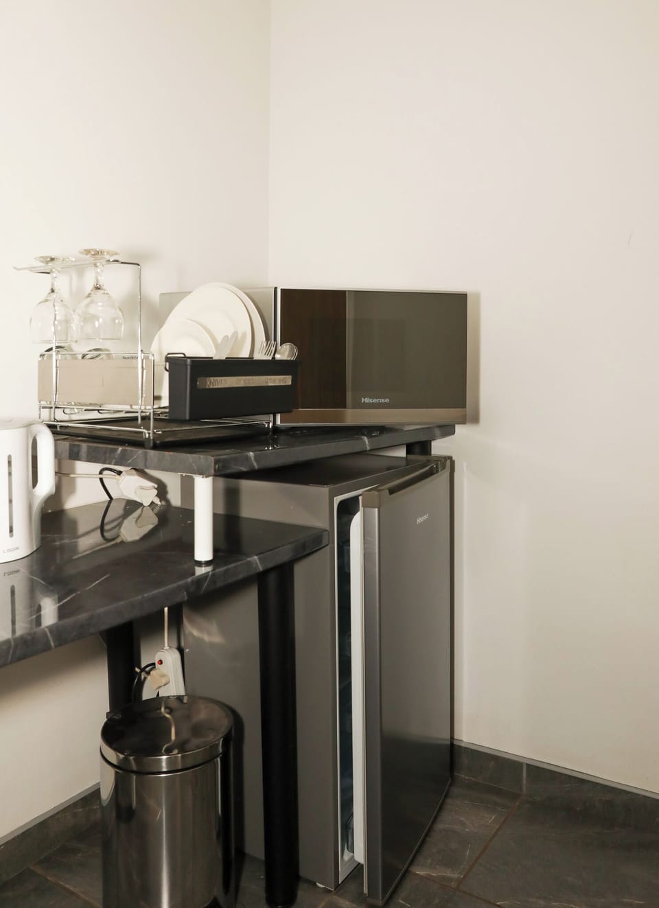 Comfort Room | Private kitchen | Microwave, electric kettle, cookware/dishes/utensils