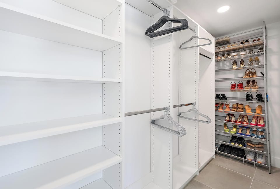 Closet space in the primary bedroom