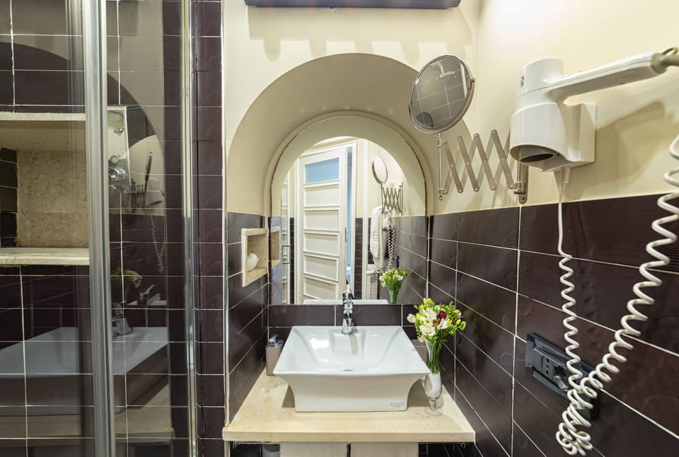 Shower, free toiletries, hair dryer, bidet