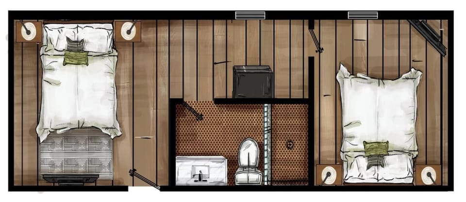 Top down view of the floor plan to help give you a better idea of the space.