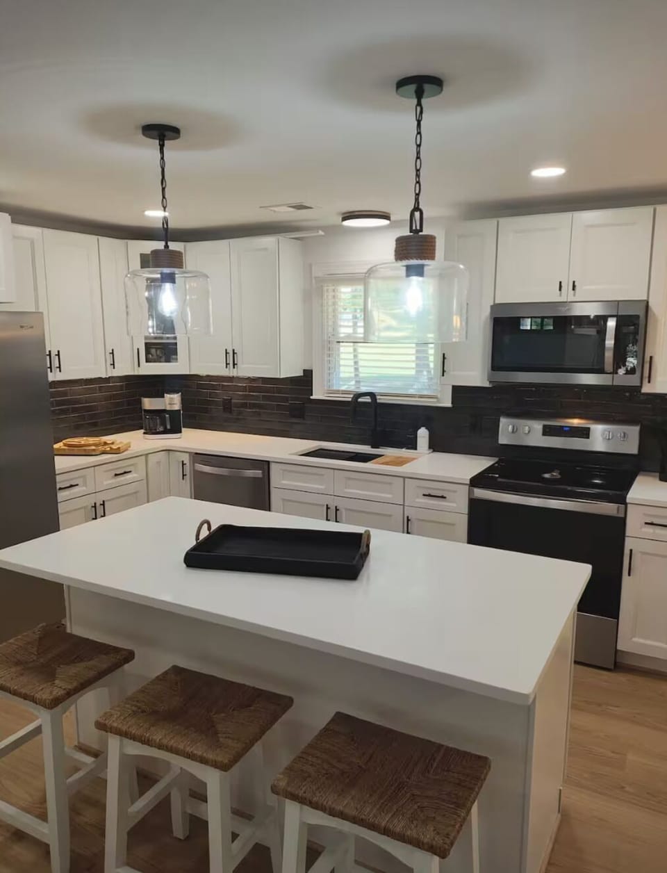Homestead kitchen, microwave, oven, refrigerator, stovetop,  necessities 