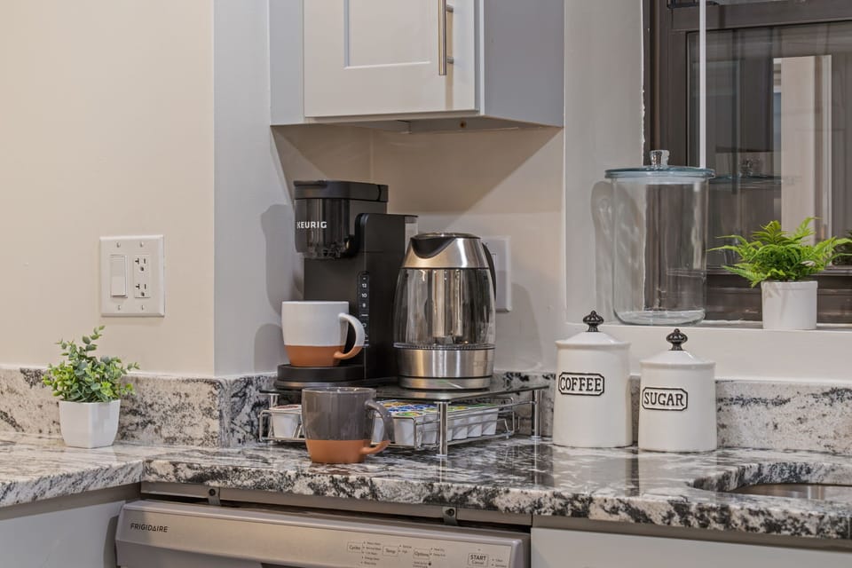 Start your day with a simple coffee setup ready for you.