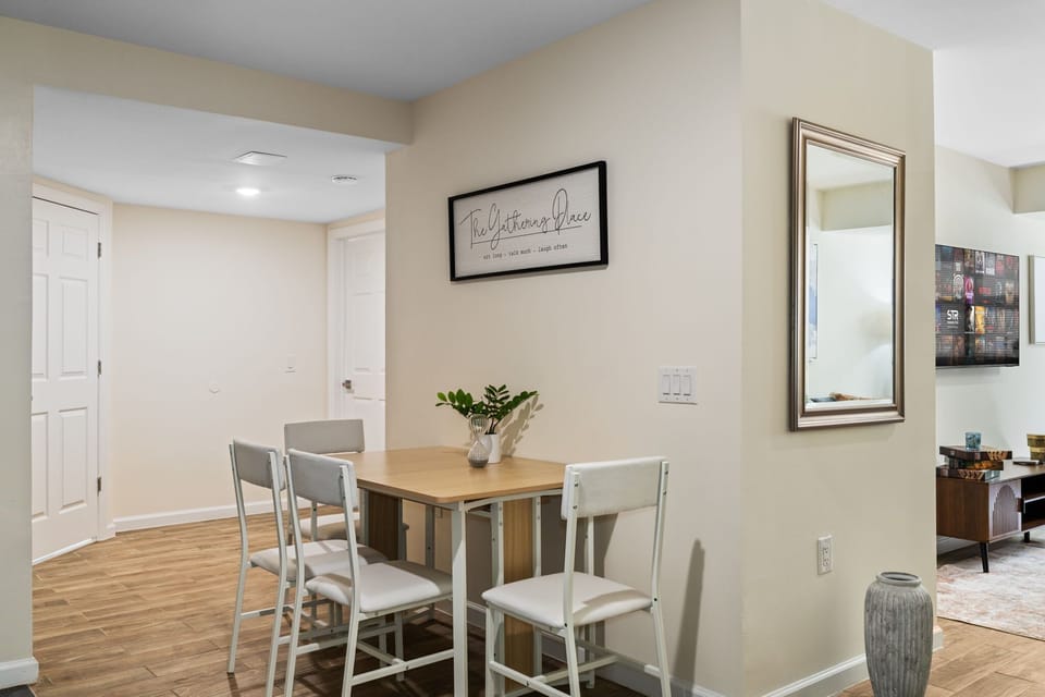 A quiet corner of the home that works just as well for morning coffee as it does for winding down at night.