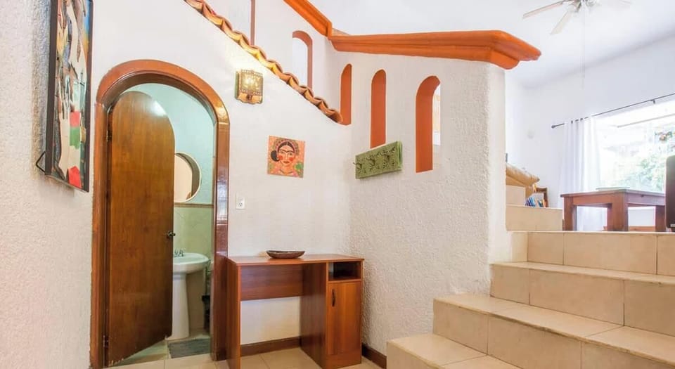 The downstairs half bath