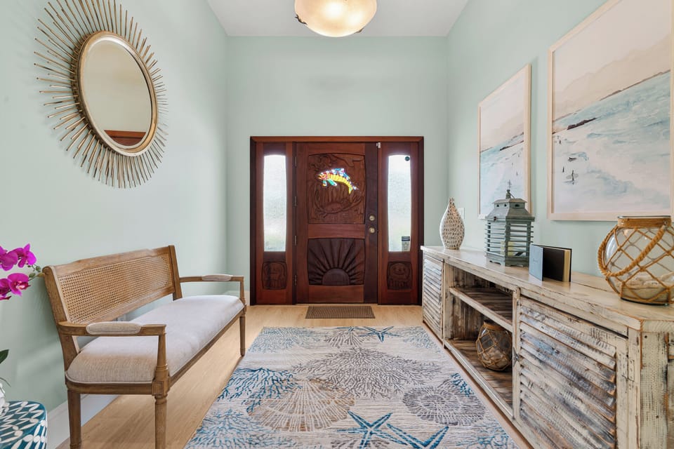 The door into the home is a work of art!