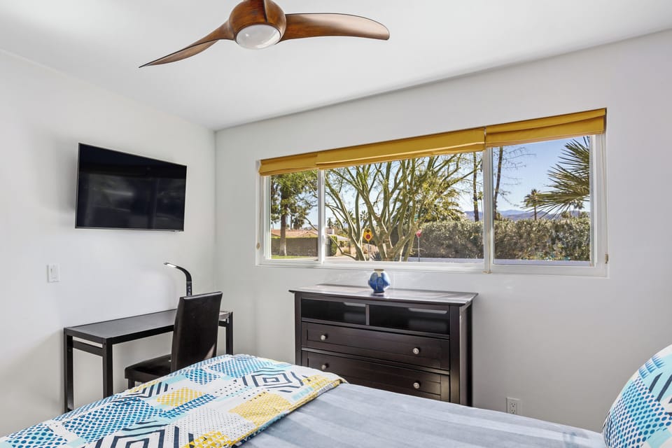 Guest bedroom with work-from-home space!