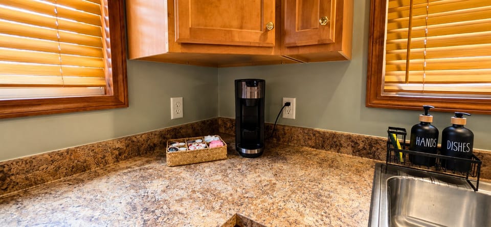 Coffee station with K cup  and drip machine. Starter supply of coffee items.