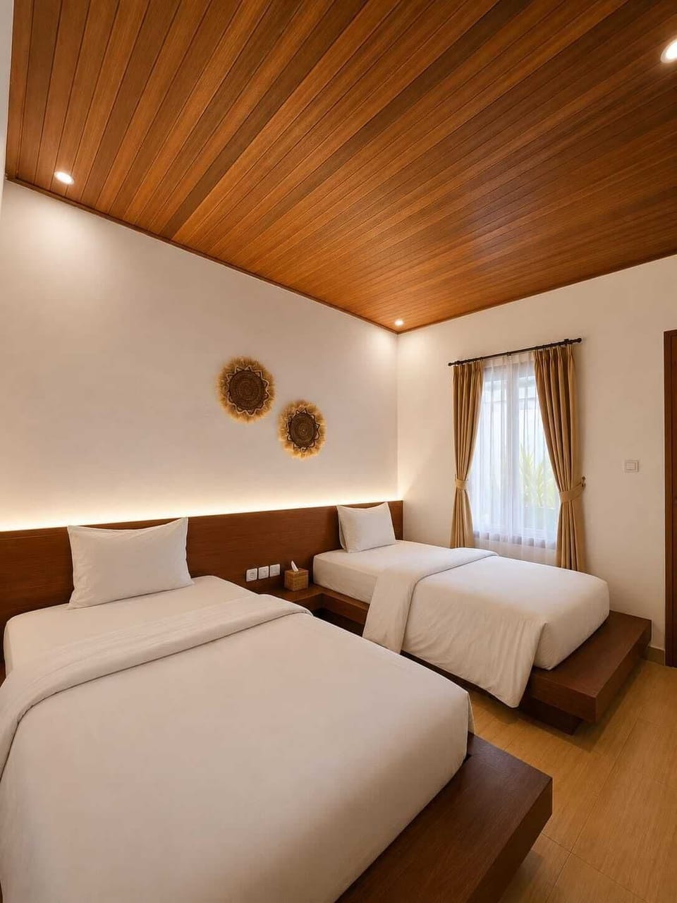 Blackout drapes, WiFi (free), bed sheets