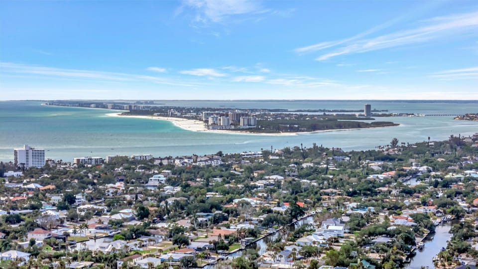 Waterfront aerial view of the coastline