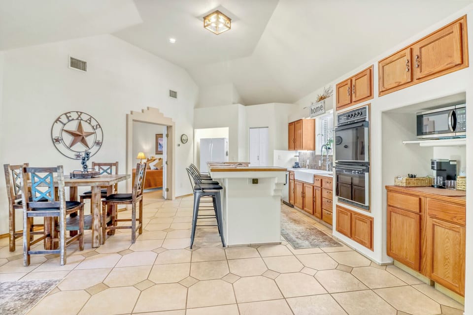 Spacious kitchen and open dining area