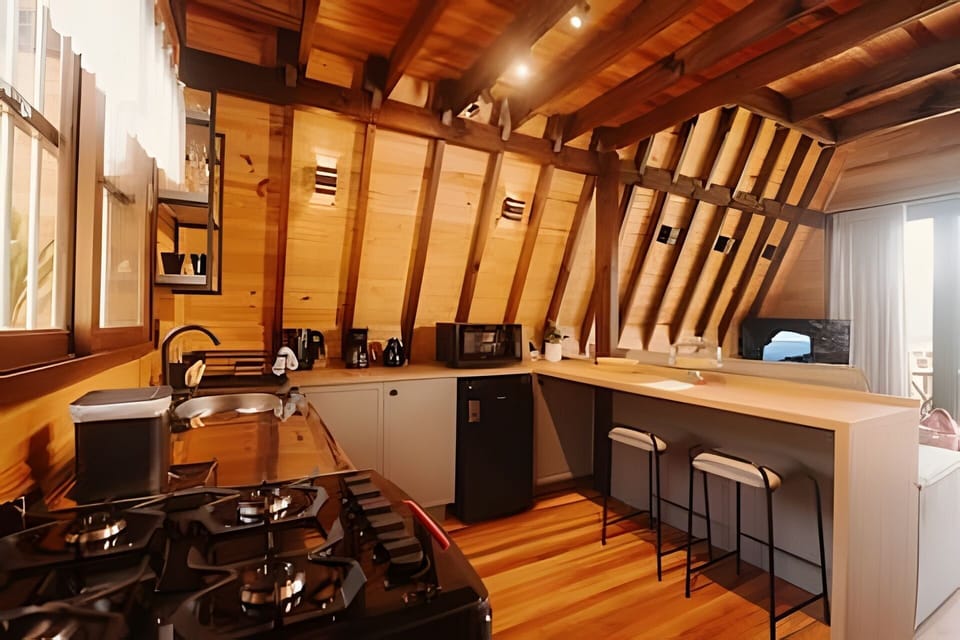 Comfort Cabin | Private kitchen | Mini-fridge, microwave, oven, stovetop