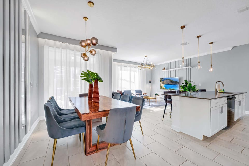 Spacious dining area perfect for family meals and group gatherings.