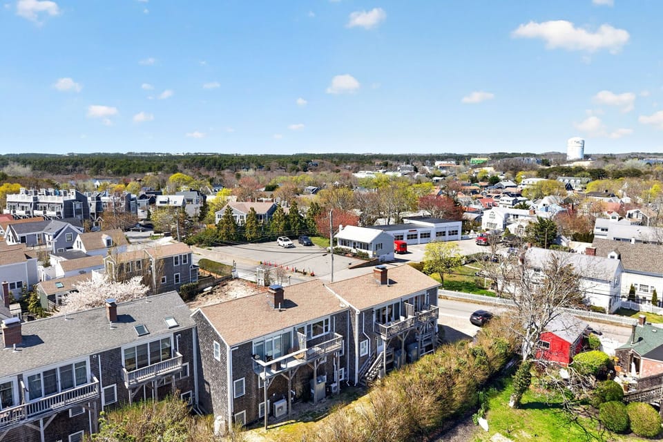 An elevated view showing rear deck