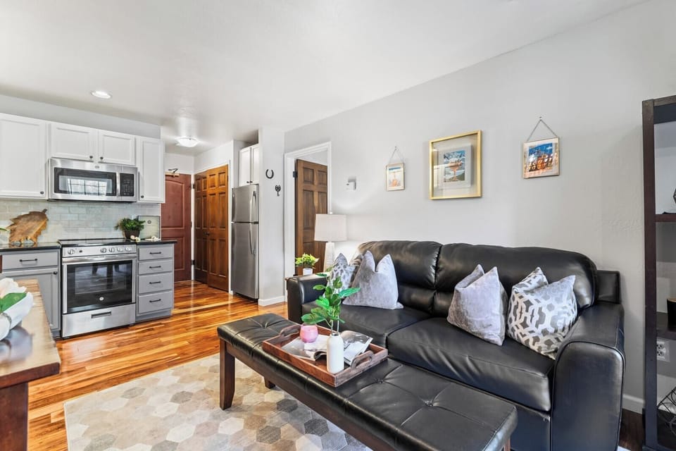 This comfy space features a sofa sleeper, perfect for extra guests or small families.