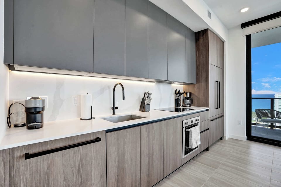 Sleek, state-of-the-art kitchen with minimalist finishes.