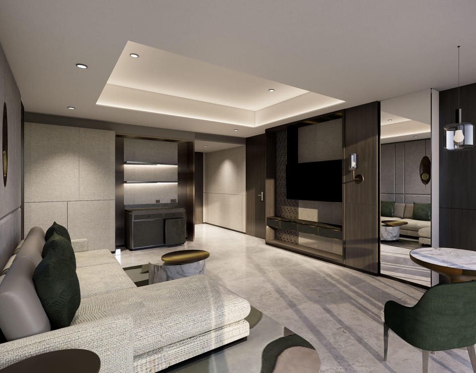 Deluxe Suite, 1 King Bed | Living area | 55-inch Smart TV with cable channels