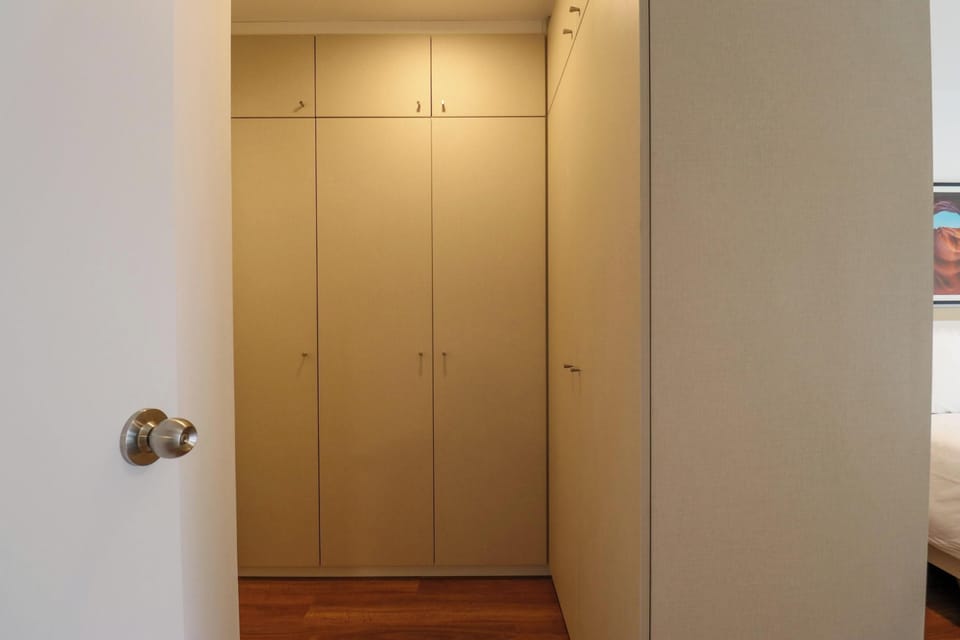 Wall-integrated storage closet