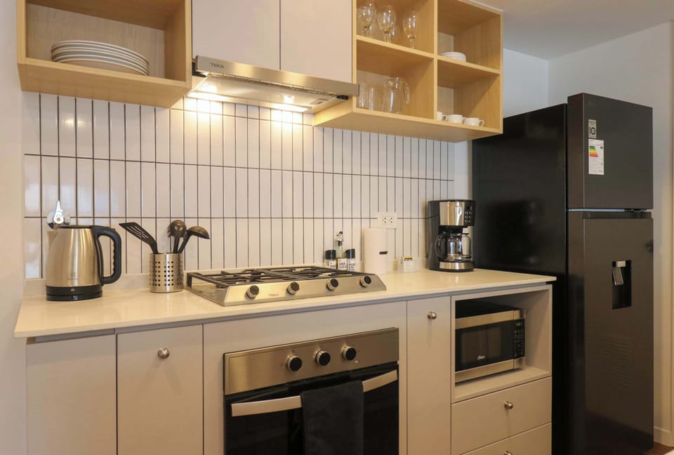 Stylish kitchen with warm lighting