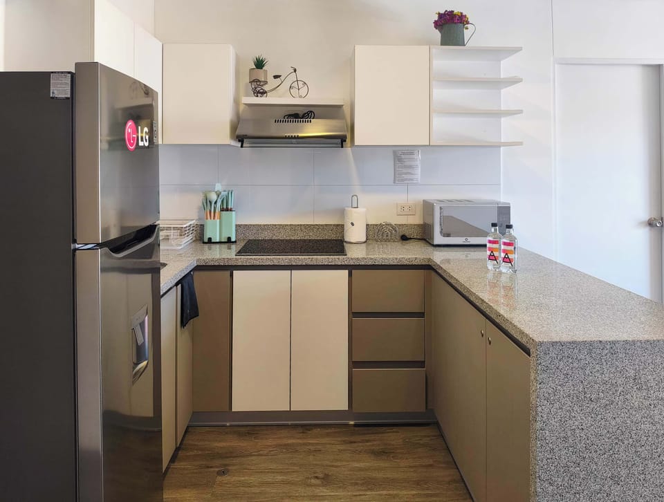 Fully equipped kitchen for home cooking.
