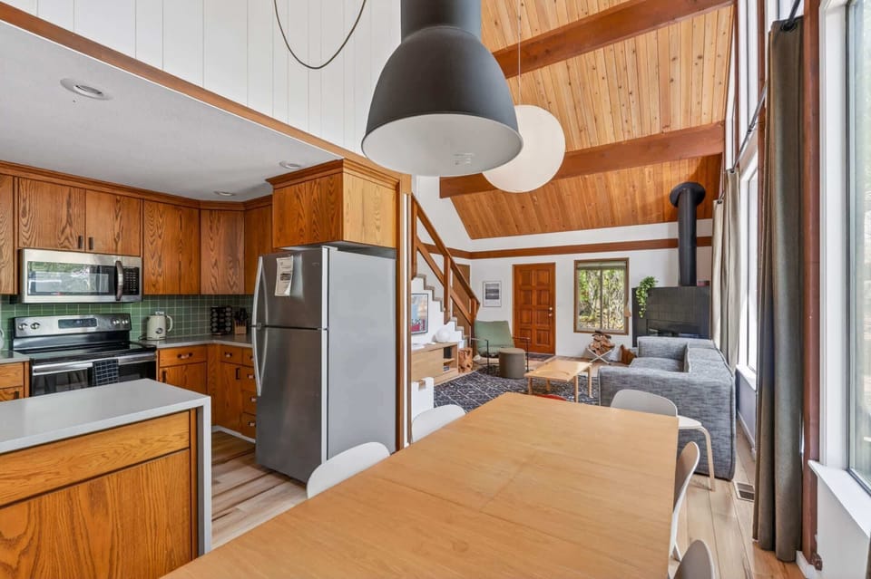 Kitchen island open to the living room.