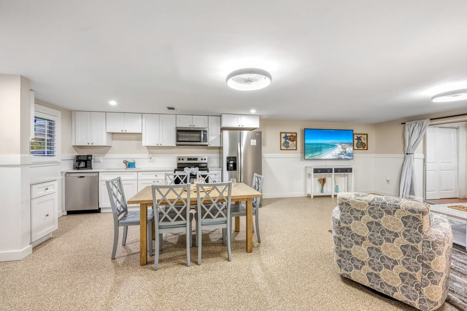 Open dining space with seating for gathering.
