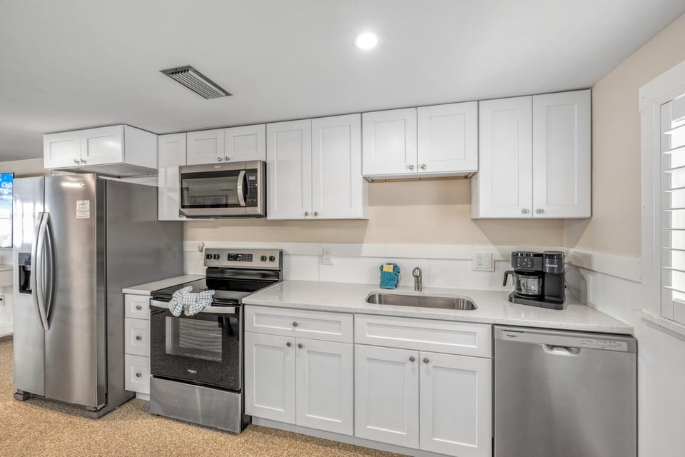 Modern appliances paired with generous counter space.