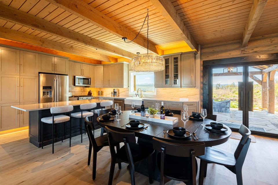 Dining table and bar seating