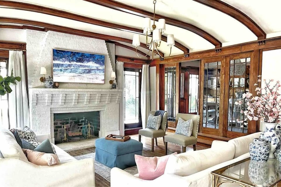 Very cozy and inviting living room.